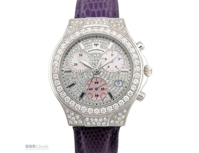 TECHNOMARINE DIVA 18K WHITE GOLD DIAMOND PAVÉ CHRO...