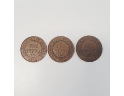 3X 1924 ONE PENNY AUSTRALIAN COINS

488602+2

...