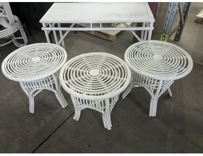 White rattan outdoor furniture set comprising thre...