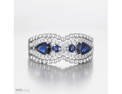 14CT WHITE GOLD MADAGASCAN SAPPHIRE AND DIAMOND ST...