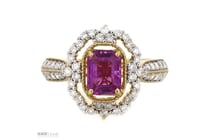 14K Yellow Gold, Pink Sapphire And Diamond,