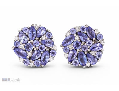 NATURAL TANZANITE EARRINGS ON 925 SILVER - WITH CE...