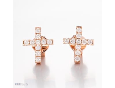 14CT ROSE GOLD DIAMOND CROSS STUD EARRINGS      

...