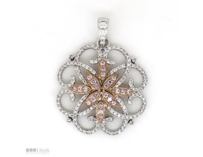 14K WHITE/ROSE GOLD, FANCY PINK DIAMOND AND DIAMON...