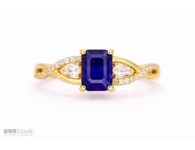 NATURAL SRI LANKAN SAPPHIRE RING ON 925 SILVER - W...