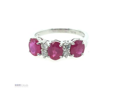 18CT WHITE GOLD (XRF TESTED) RUBY AND DIAMOND RING...