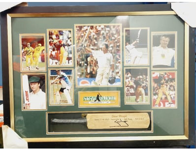 STEVE WAUGH LIMITED EDITION SIGNED CRICKET MEMORAB...