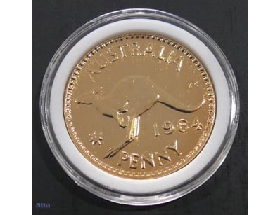 1964 QEII UNCIRCULATED 18CT. GOLD PLATED AUSTRALIA...