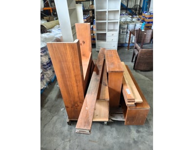 Solid timber bedroom set; includes single bed fram...