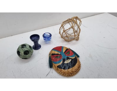 VIETNAMESE MASK WITH DECORATIVE VESSELS AND ROPE G...