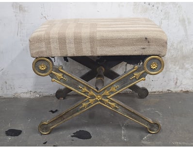Stool, Cushioned Top, Decorative Cross Leg Frame, ...
