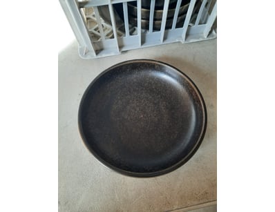 Bowls, black finish, diameter 22.5cm.

SOLD AS LOT...