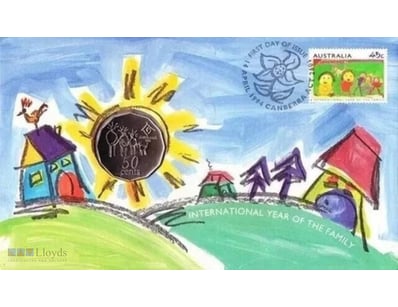1994 INTERNATIONAL YEAR OF THE FAMILY - 50C COIN W...