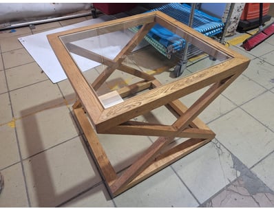 Coffee Table With Glass Top, Timber Style, Natural...