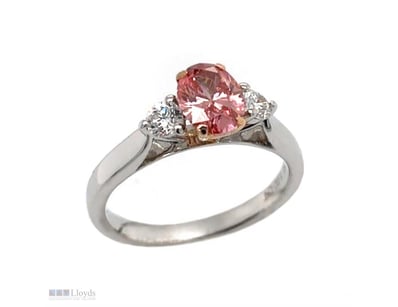 18 CARAT WHITE GOLD & ROSE GOLD RING SET WITH PINK...