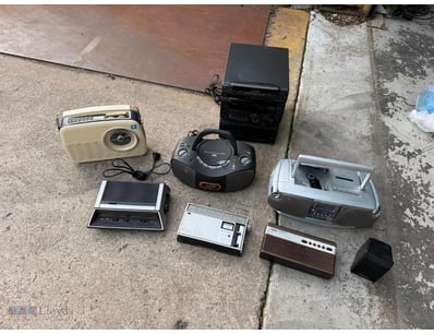 Vintage audio equipment collection featuring multi...