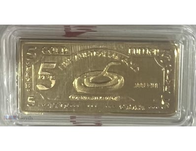 5 GRAM AWESOME-GOLD PLATED- "AUSTRALIAN SNAKE" ING...