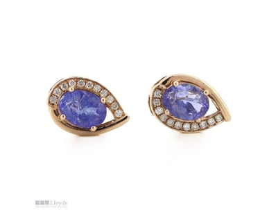 14K ROSE GOLD, TANZANITE AND DIAMOND, DECORATIVE S...