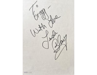 LINDA BLAIR SIGNED NOTE 

A Personally Signed Hand...