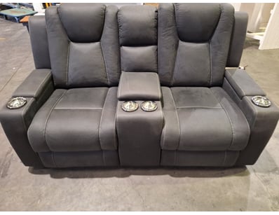 2 seater electric recliner, Black leather styled F...