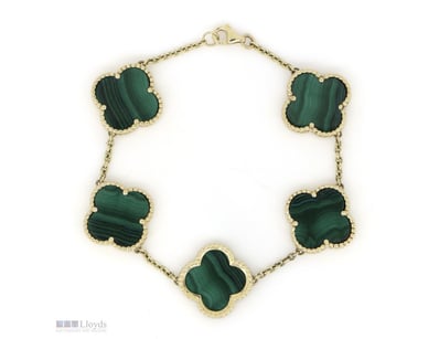 14K YELLOW GOLD, GREEN MALACHITE, BRACELET.      
...
