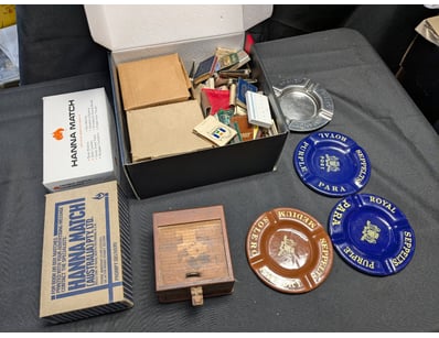 COLLECTION OF MATCHBOXES, ASHTRAYS AND CIGARETTE A...