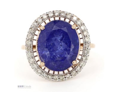 14CT ROSE GOLD, TANZANITE AND DIAMOND, HALO COCKTA...