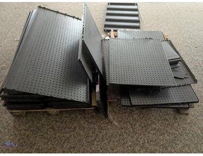 Comprehensive lot of perforated metal pegboard pan...