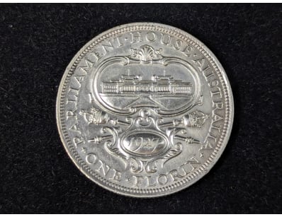 1927 AUSTRALIAN 8 PEARL PARLIAMENT HOUSE FLORIN
...