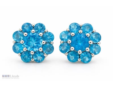 NATURAL APATITE EARRINGS ON 925 SILVER - WITH CERT...