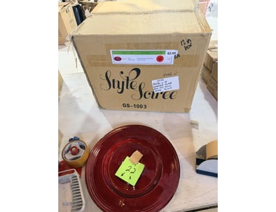 Charger Plate Red Top Gold 
Base 32cmD Ex Rental /...