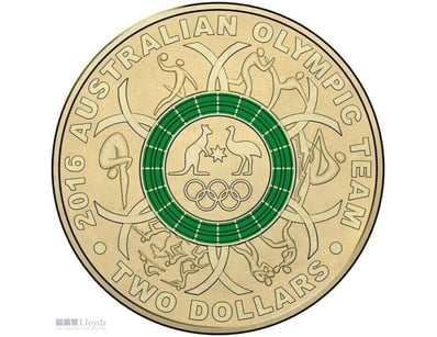 2016 $2 RIO OLYMPIC GAMES GREEN AUSTRALIAN COLOURE...