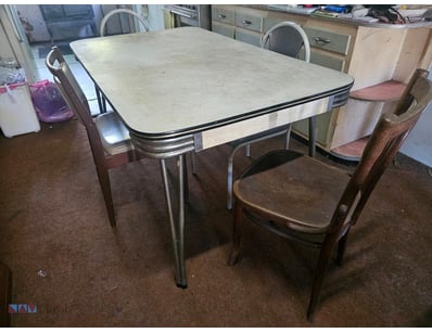 Retro Dining Table with 4 x Mixed Chairs, 78cm H x...