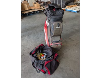 PING Proneer golf cart bag in red and black with i...