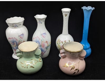 SIX DECORATIVE VASES

Various Styles With Floral...
