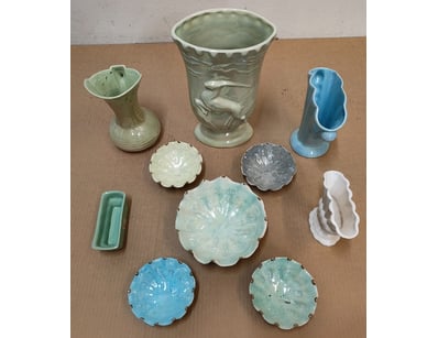 COLLECTION OF CELADON AND GLAZED CERAMIC VESSELS A...