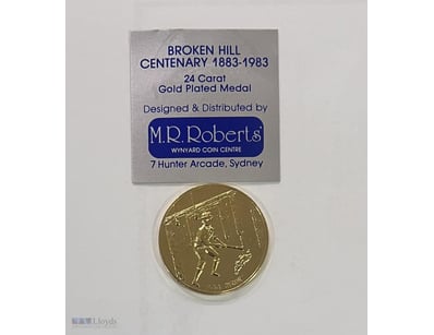 1883-1983 BROKEN HILL CENTENARY 24 CARAT GOLD PLAT...