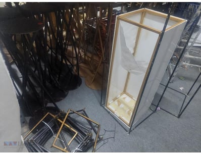 Assorted lot including metal floral stands, vases ...