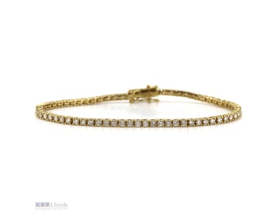 9K YELLOW GOLD AND 1.99CT TDW DIAMOND, TENNIS BRAC...