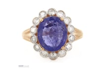 14K Rose Gold, Tanzanite And Diamond, Halo Ring.
