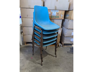 Stackable cafeteria/classroom chairs featuring bri...