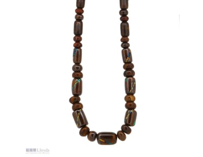 OPAL BOULDER INLAY, BEAD NECKLACE WITH MATCHING BR...