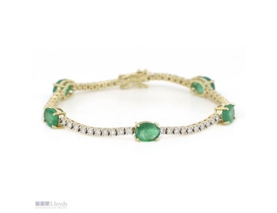 14K WHITE GOLD, 5.34CT TSW ZAMBIAN EMERALD AND DIA...