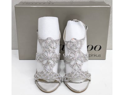 ALAN PINKUS ARMANI SILVER SATIN BRIDAL HEELS WITH ...