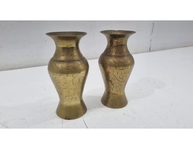 PAIR OF BRASS, ETCHED CHINESE VASES CIRCA 1950S
...