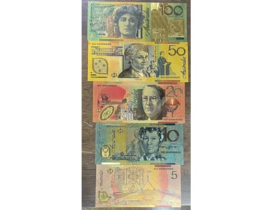 AUSTRALIA SET OF 5 SOUVENIR DOLLAR COLLECTION 24K ...