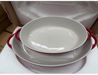 RRP:  $130 Nova Webb set of 2 oval bakers in red a...