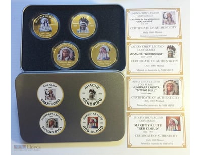 NEW OUTSTANDING INDIAN CHIEF LEGEND COLOURED COIN ...