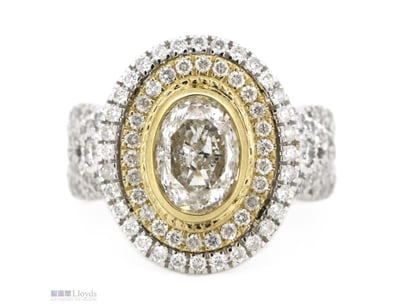14K WHITE/YELLOW GOLD, CHAMPAGNE DIAMOND AND DIAMO...