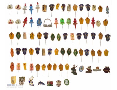 EXTENSIVE COLLECTION OF VINTAGE ENAMEL PIN BADGES ...